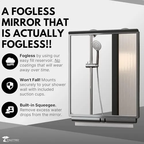 ToiletTree Products Fogless Shower Bathroom Mirror with Squeegee and Travel Bag