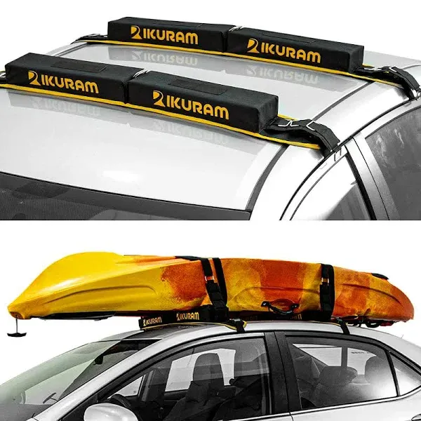 IKURAM Surfboard Car Roof Rack Pads, Universal Soft Roof Rack Carrier for 