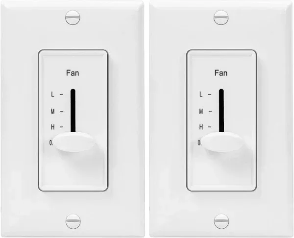 Enerlites 3 Speed in-Wall Ceiling Fan Control Slide Switch 120vac 17000-F3