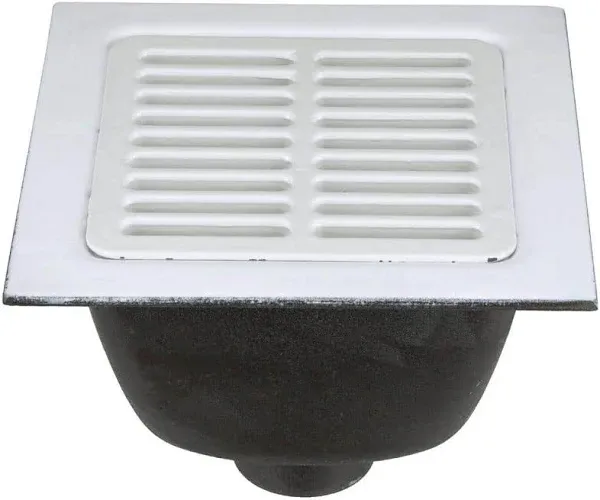 Zurn Elkay FD2375-NH2-H 12&quot; x 12&quot; Cast Iron Floor Sink with 1/2 Grate, 2&quot; No-Hub Connection, and 6&quot; Sump Depth