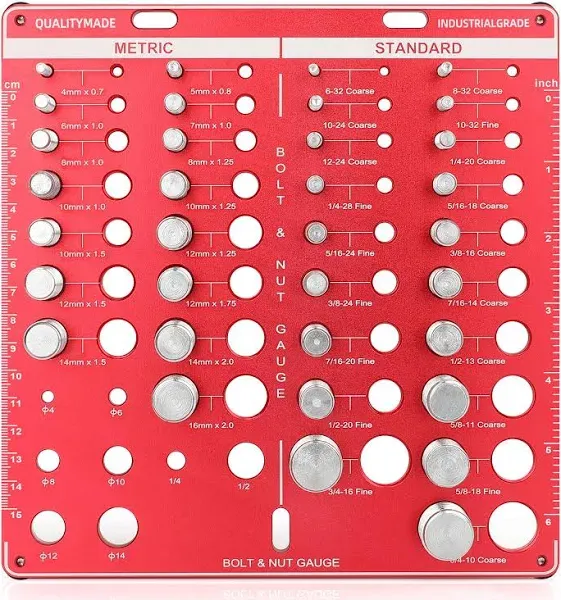 XINRINTONG Thread Checker, Nut and Bolt Thread Checker, Bolt Size and Thread Gauge, Bolt and Nut Identifier Gauge with Inch and Centimeter Ruler