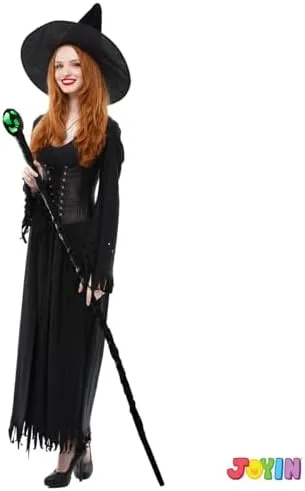 Halloween LED Witch Staff Vintage Cane, Magic Walking Cane Prop Stick Accessory 