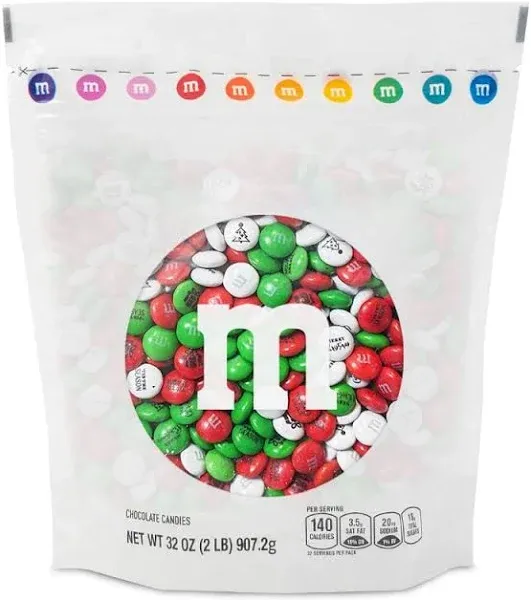 M&M’S Christmas Bulk Candy, 2 Pounds, Holiday Color & Designs for Christmas Snacks & Treats, Candy Dish, and Holiday Parties