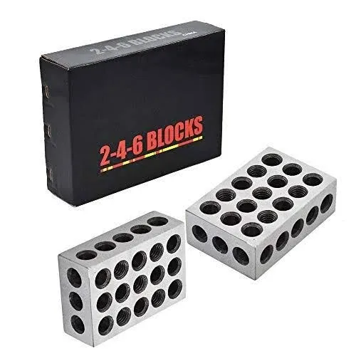 findmall 1 Pair Ultra Accuracy 2-4-6 Blocks 23 Holes Matched 2&#034; x 4&#034; x 6&#034; 