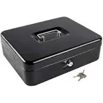 Metal Cash Box with Money Tray and Lock,Money Box with Cash Tray,Cash Drawer,11.81"x 9.45"x 3.54" Black X Large