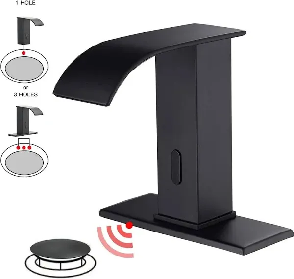 BWE Bathroom Faucet 3.9&#034; Battery Powered Touchless Single Deck Mount Matte Black