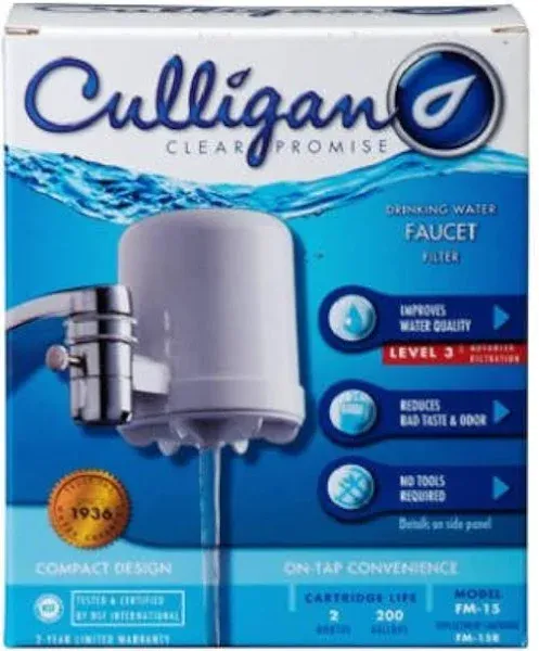 Culligan FM-15A Advanced Faucet Mount Filter, 200 Gallon, White