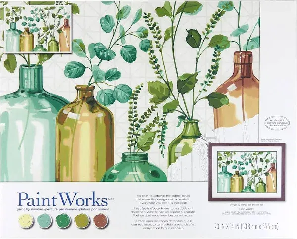 PaintWorks 73-91856 Mixed Greens Paint by Number Kit 20&#034; x 14&#034;, Multicolor, 