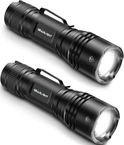 TAC LED Flashlight Pack - 2 Super Bright, Compact Tactical Flashlights with H...