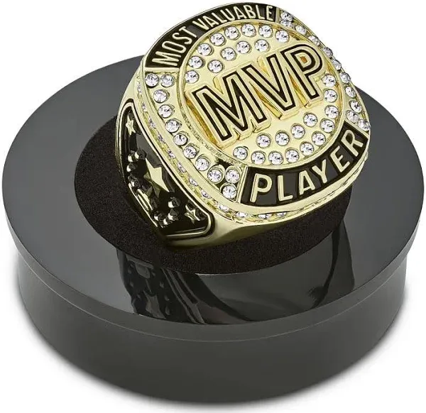 Champion Gold MVP Most Valuable Player Trophy Ring Award Gift Prize with Disp...