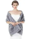 Old Dlrd Women's Winter Faux Fur Coat Wedding Bride Cloak Cape Shawl for Evening Party