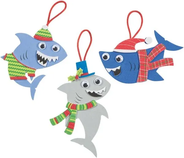 Cute Christmas Shark Ornament Craft Kit, Makes 12, Christmas, Kid's, 1