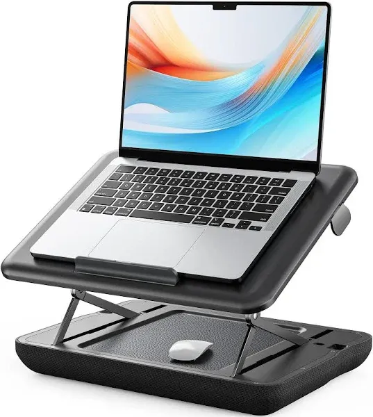 SAIJI Eye Level Lap Desk, Laptop Stand for Bed with Height and Angle Adjustble, Laptop Pad with Stable Work Surface for Car Sofa Couch Max to 17 Inch Laptops（Black）