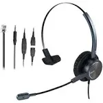  Telephone Headset with RJ9 &amp; 3.5mm Jack for Office Landline Deskphone Mono