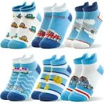 Welwoos Kids Boys Ankle Socks No Show Low Cut Funny Cute Cartoon Novelty Cotton Socks 6 Pairs