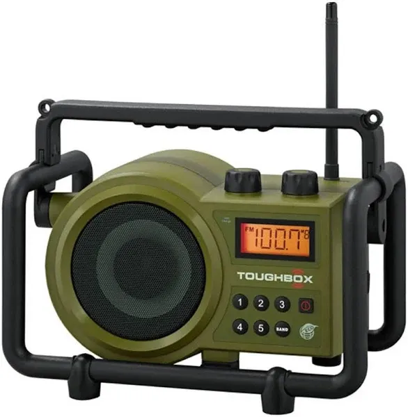 TB-100 TOUGHBOX FM/AM/Aux Ultra-Rugged Digital Rechargeable Radio, Green