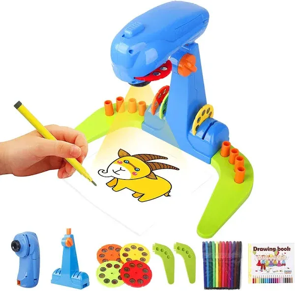 Kids Projection drawing Sketcher,smart Drawing Projector toy,with 32cartoon patters and 12color Brushes,Adjustable Drawing Pattern Size, Smart art Sketcher projector 2.0 , kid Learn to Draw and Sketch