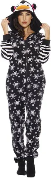 Just Love Women's Holiday Penguin Adult Onesie Pajamas