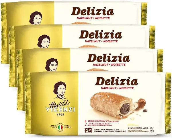 Matilde Vicenzi Cream Filled Puff Pastries, Delizia Hazelnut Cream - 5 count, 4 ...