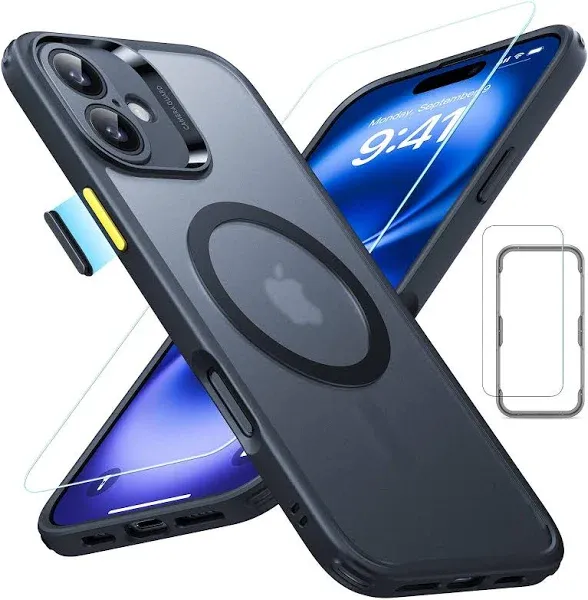  for Case (4 in 1) Set, Translucent Matte Case with iPhone 16 Pro Frosted Black