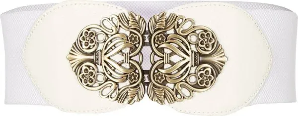 BlackButterfly 3 Inch Wide Waspie Elastic Vintage Buckle Waist Belt