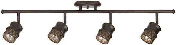 Globe Electric 59063 Norris 4-Light Track Lighting, Bronze, Oil Rubbed Finish, Champagne Glass Track Heads, Bulbs Included, 465 Lumen