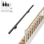 VEVOR Handrail Stair Railing 7 in. H x 48 in. W Wall Mount Handrails Black Aluminum Alloy Handrails for Indoor Stairs