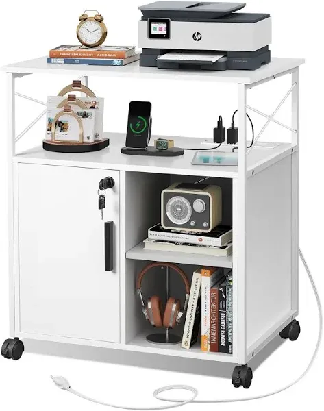 DEVAISE File Cabinet with Charging Station, Lockable Lateral Filing Ca