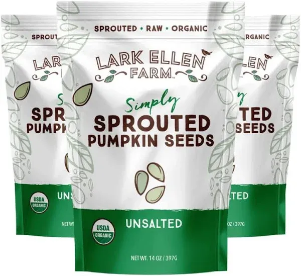 Lark Ellen Farm Sprouted Organic Pumpkin Seeds, Unsalted Raw Pumpkin Seeds Organic, Pepitas, Vegan, Non GMO, Gluten Free, Paleo, and Keto Friendly