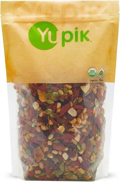 Yupik Organic Kathmandu Trail Mix, 1 lb, with Premium Mango Slices, Almonds, Cranberries, Dry Roasted Soy beans, Pumpkin Seeds, Goji Berries, Brazil Nuts (Pack of 6)