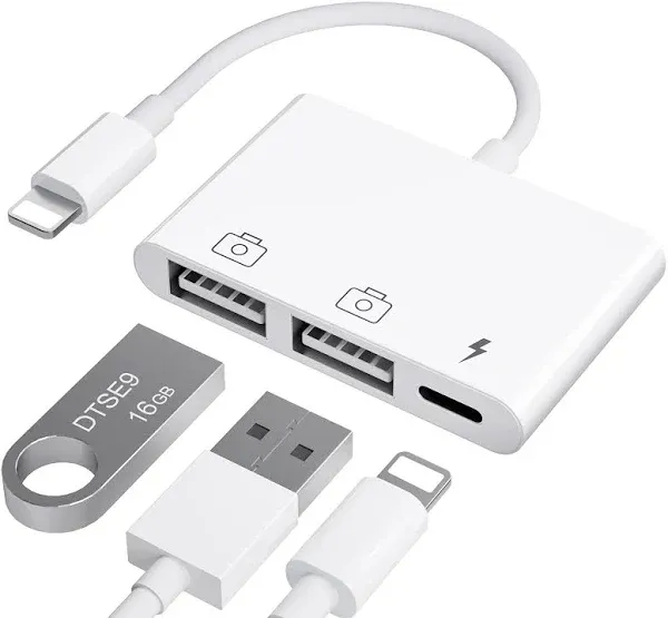 AMLLEN iPad to USB Adapter USB for iPad iPhone to USB Adapter Compatible Iphoneipad Plug N Play Compatible with USB Flash Dri