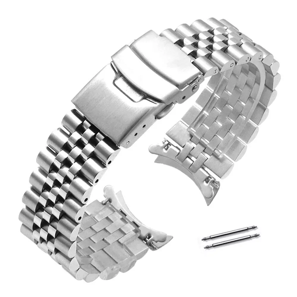 Curved Stainless Steel Metal Jubilee Bracelet Replacement Watch Band Strap 18-24