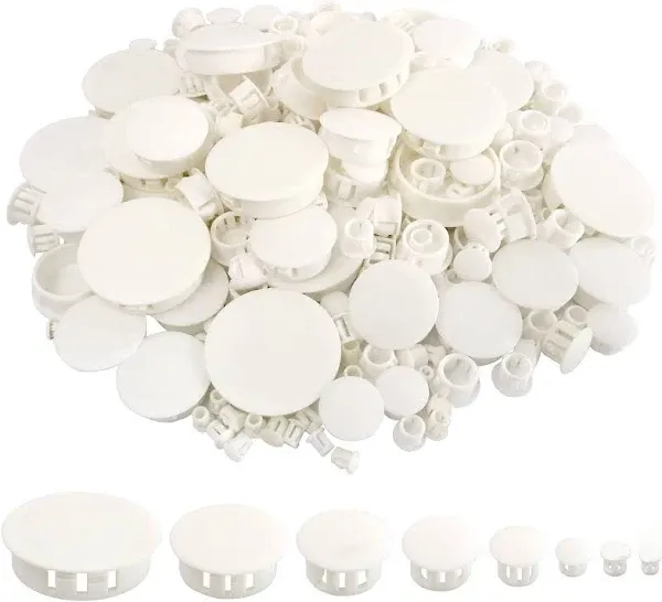 320-Piece Round Plastic Hole Cover Set - 8 Sizes Perfect for Home &amp; Office