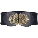 BlackButterfly 3 Inch Wide Waspie Elastic Vintage Buckle Waist Belt