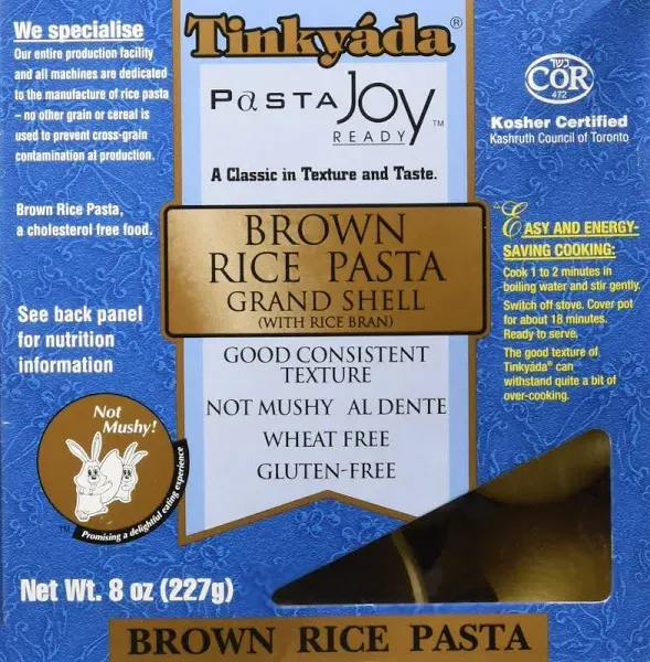 Tinkyada Grand Shell Brown Rice Pasta, 8 Ounce -- 12 per case.