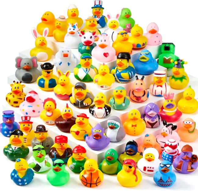 SYNCFUN Rubber Ducks Bath Shower Toys Mini Rubber Duckie Toys with Mesh Carry Bag for Kids Baby