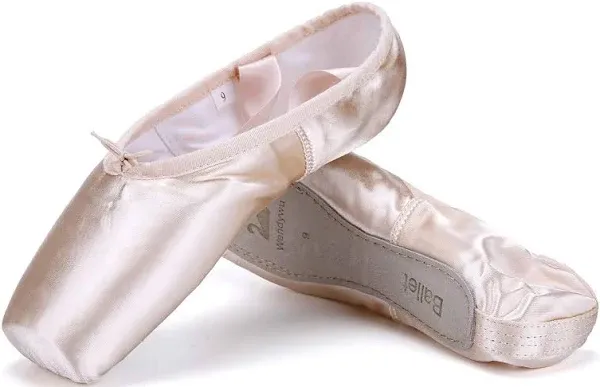 Girls Womens Dance Shoe Ballet Pointe Slippers Ballet Flats Shoes with 8 Pink