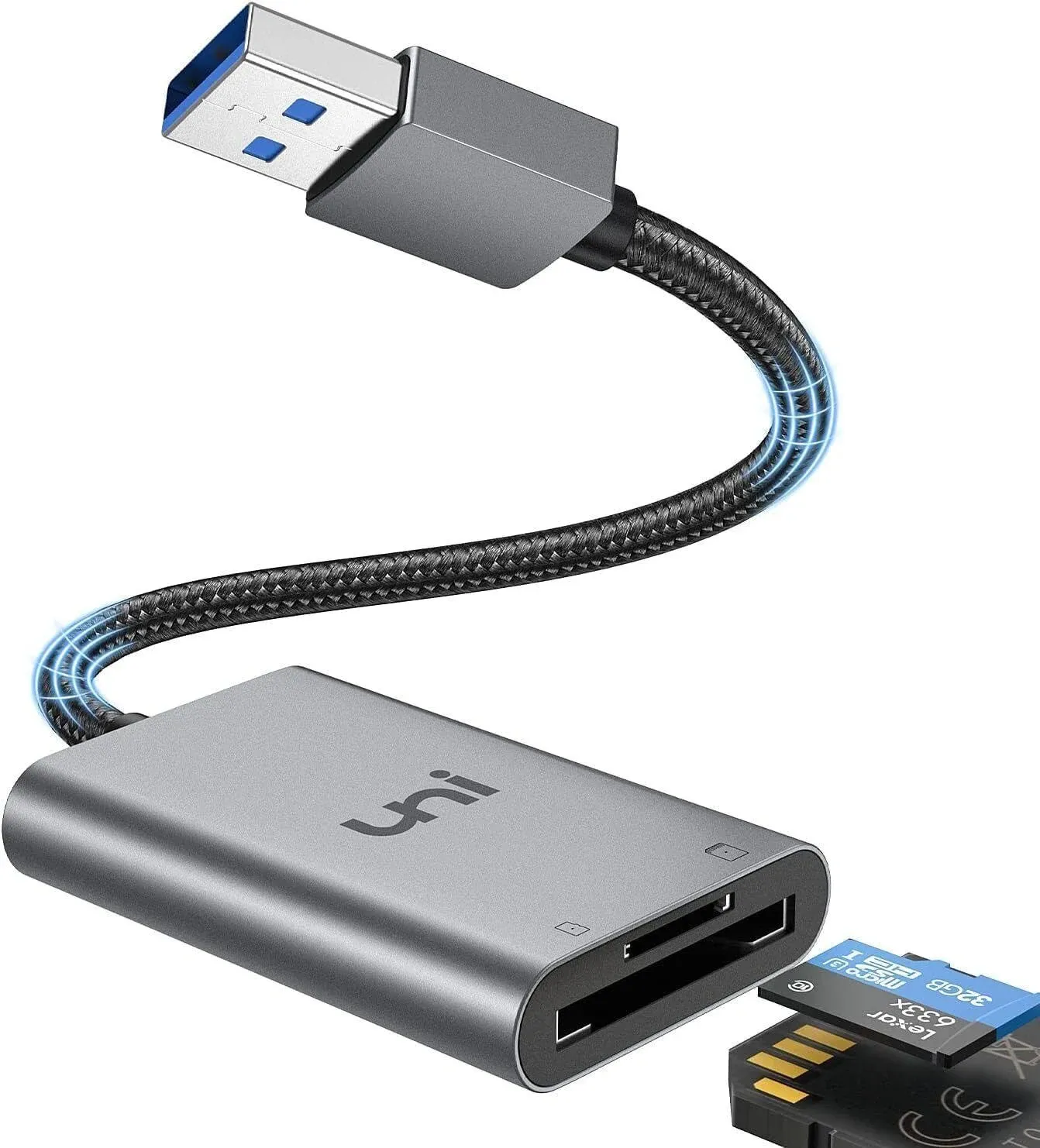 Uni SD Card Reader, USB 3.0 To TF/SD Adapter, High-Speed Memory Grey