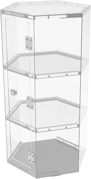 FixtureDisplays® Clear Plexiglass Acrylic Spinning Cabinet Display Case for Jewewlry, Cell Phone, Valuable 14603