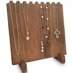 Wooden Plank Necklace Jewelry Display Stand for 8 Necklaces - Brown