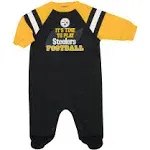 Pittsburgh Steelers Fleece Footed Bodysuit (6-9M, Black/Gold) Long Sleeve