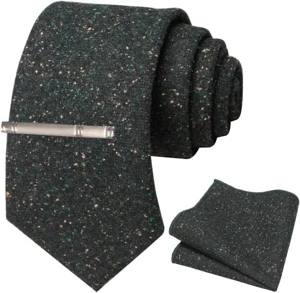  Solid Color Cashmere Wool Necktie and Pocket Square Tie Clip Sets Rosybrown