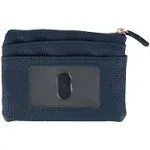 Buxton Women's Solid Color Vegan Leather Large ID Coin Case, Deep Blue