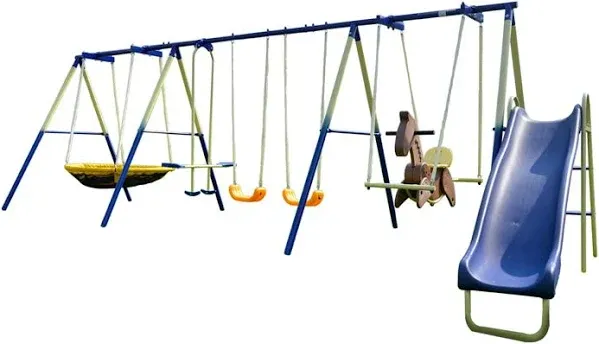 Sportspower Super 8 Fun Metal Swing Set with Slide