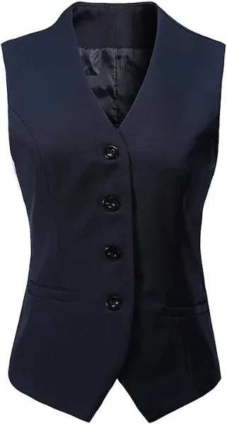 V VOCNI Women&#039;s Fully Lined 4 Button V-Neck Economy Dressy Suit Vest Waistcoat