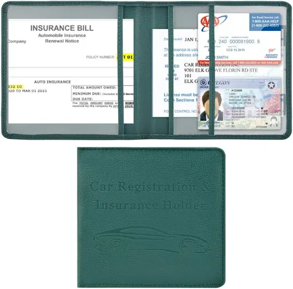 Car Registration Insurance Documents Holder Leather Wallet Case Organizer for ID