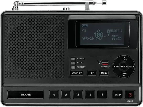 Sangean Cl-100 Deluxe Table Top Am/fm Clock Radio With Same Weather Alert