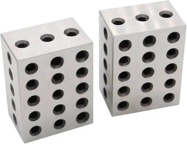 2-3-4 Blocks Set Matched Pair 23 Holes .0003&#034; Squareness Hardened Steel Setup...