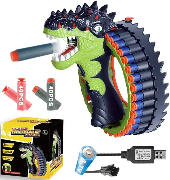 Dinosaur Toys Gun for Nerf Guns Bullets, Automatic Machine Gun 34 Burst 80 Da...