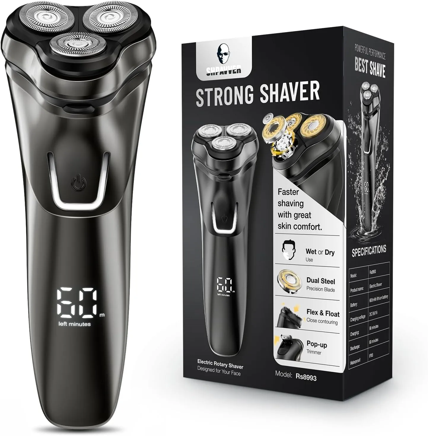 Electric Razor for Men, SHPAVVER Electric Shaver for Men, Rechargeable, Portable